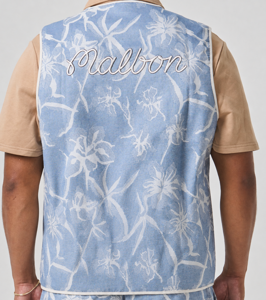 Florin Vest - Blue Floral Jacquard