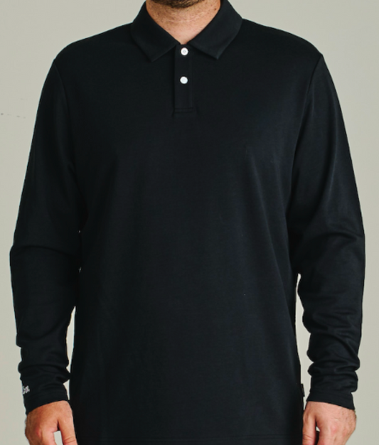 Fairway Jersey Long Sleeve Polo Unbadged - Black