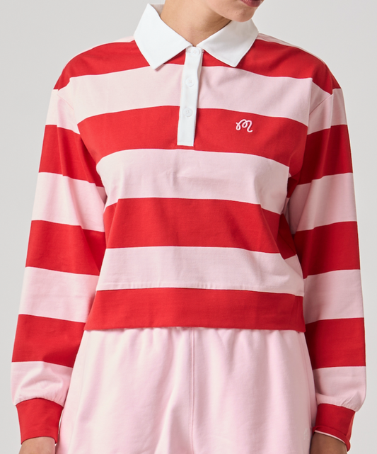 Kayla Striped  Polo - Aura Orange Collegiate Stripe