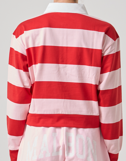 Kayla Striped  Polo - Aura Orange Collegiate Stripe