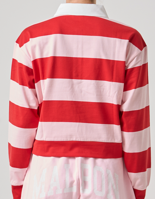 Kayla Striped  Polo - Aura Orange Collegiate Stripe
