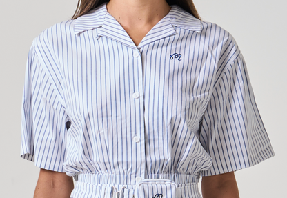 Crystal Striped Shirt - White Blue Stripe