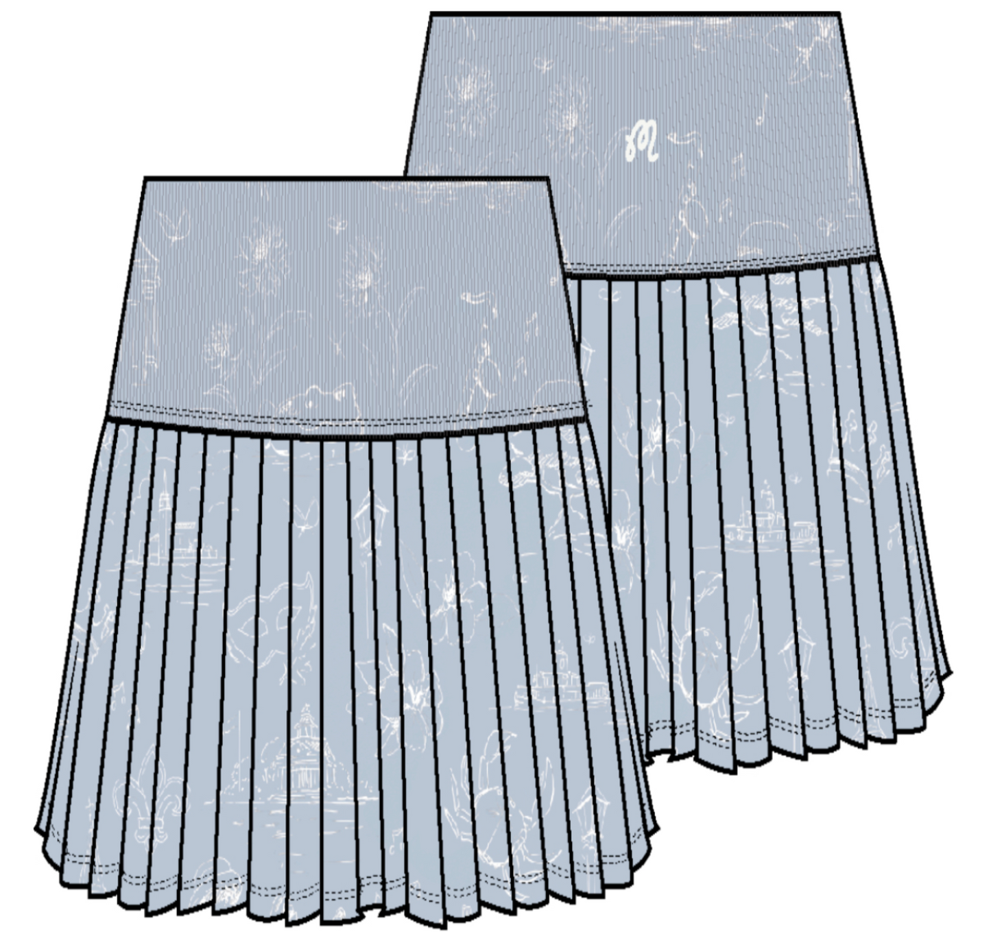 Rose Promenade Skirt - Niagara Mist Promenade
