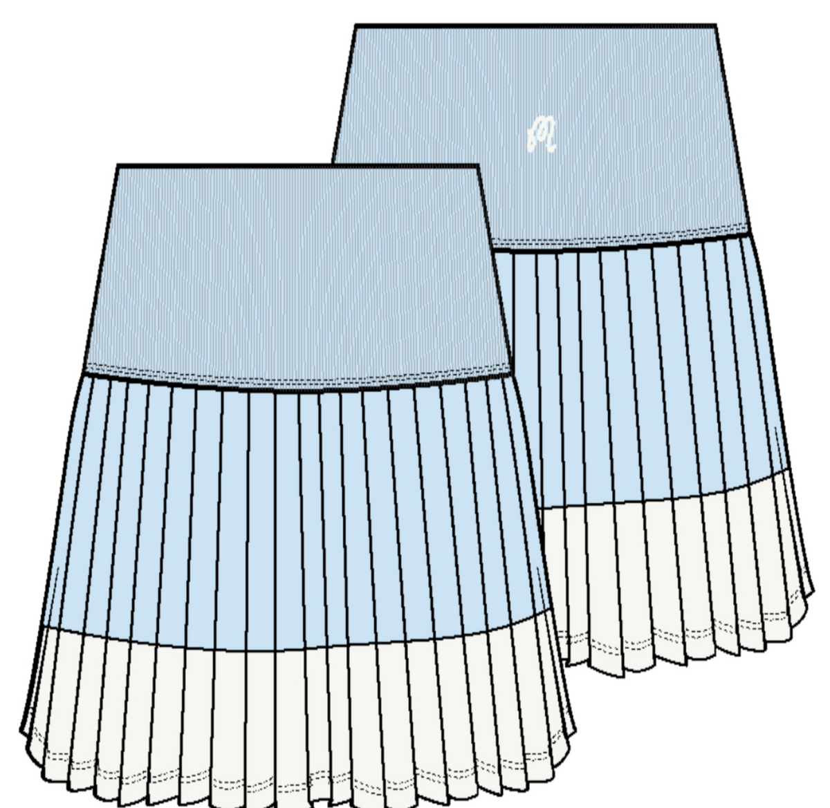 Rose Colorblocked Skirt - Delicate Blue