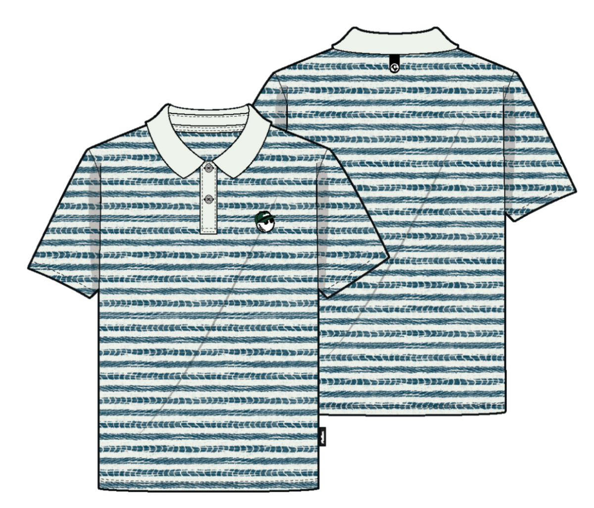 Fairway Baldwin Stripe Polo - White / Dark Sea