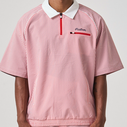 Marina Short Sleeve Windshirt - Red Seersucker