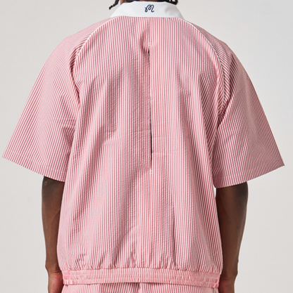 Marina Short Sleeve Windshirt - Red Seersucker
