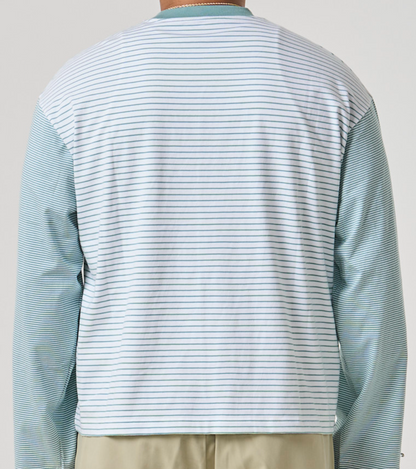 Coastal Long Sleeve Tee - White / Canton Stripe