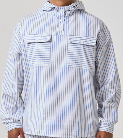 Harbor Anorak - White Blue Stripe