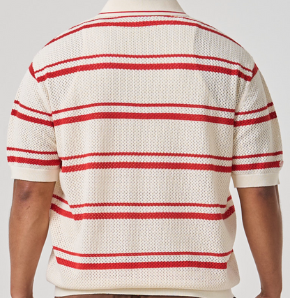 Meridian Knit Polo - Antique White
