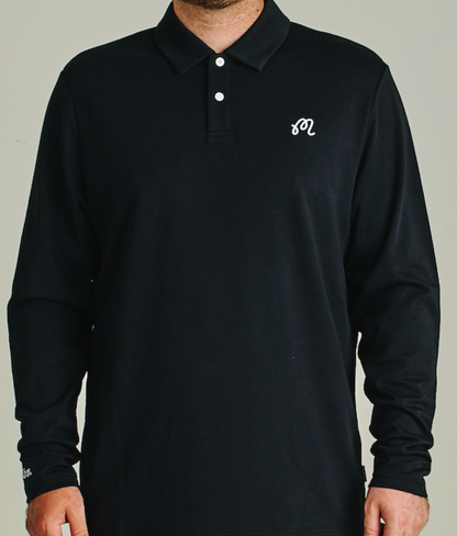 Fairway Jersey Long Sleeve Polo - Black