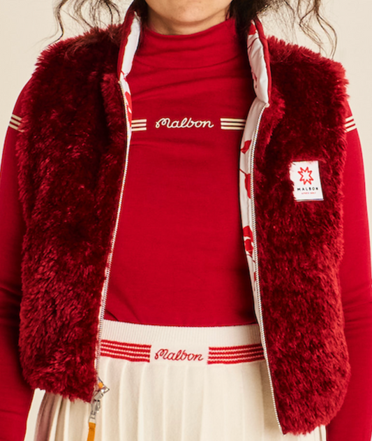 Mountain Azalea Puffer Vest - Ivory / Scarlet