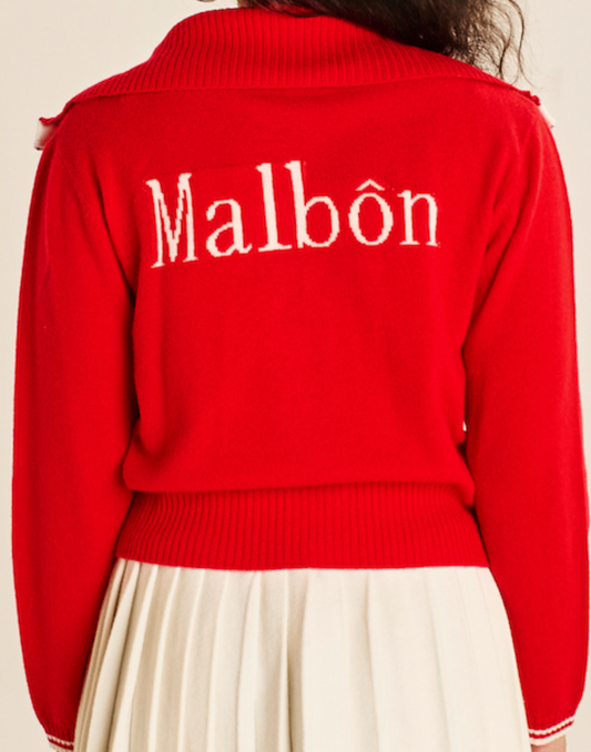 Miki Zip Sweater - Red / Ivory