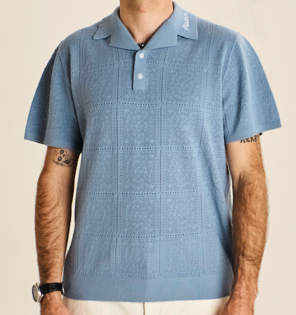 Resort Crochet Polo - Powder Blue