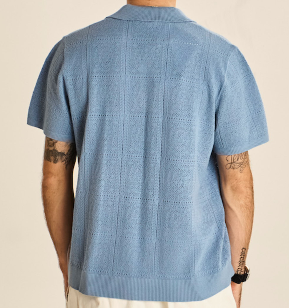 Resort Crochet Polo - Powder Blue