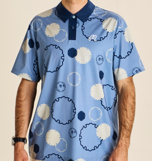 Fairway Printed Polo - Powder Blue Snowflake