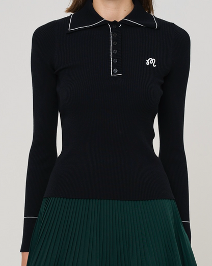 Agatha Knit Polo - Black