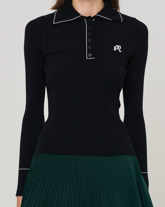 Agatha Knit Polo - Black
