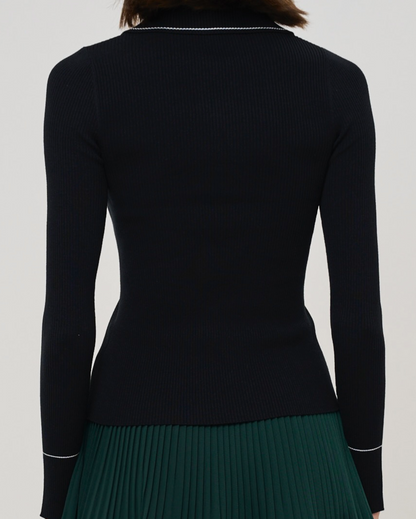 Agatha Knit Polo - Black