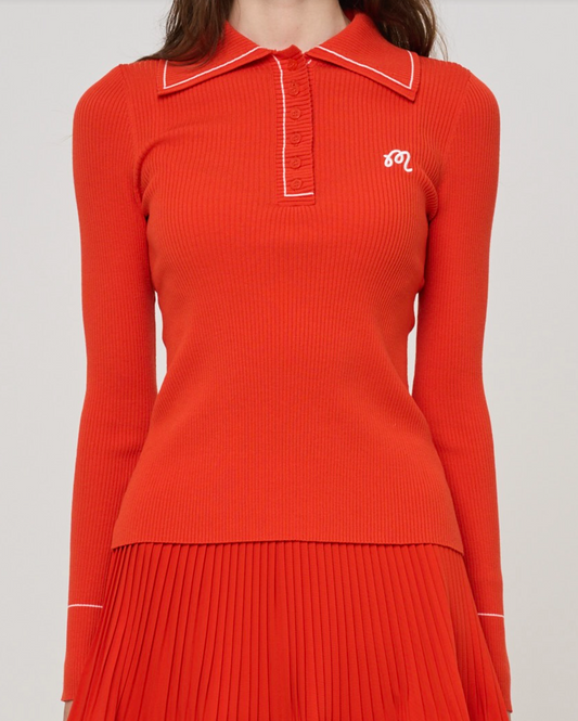 Agatha Knit Polo - Poinciana