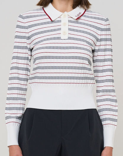Selma Stripe Polo - White Plaid