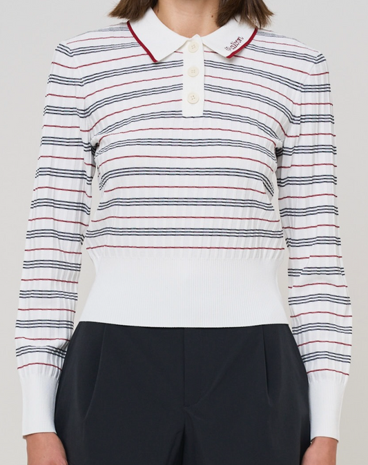 Selma Stripe Polo - White Plaid