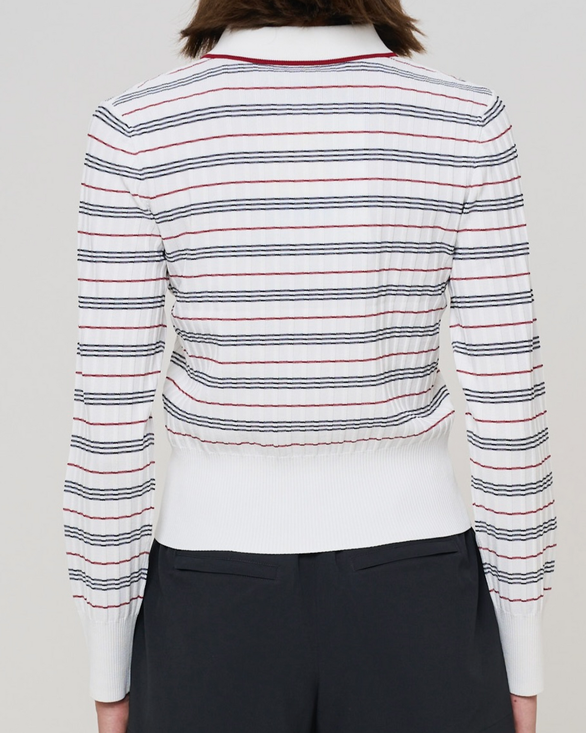 Selma Stripe Polo - White Plaid