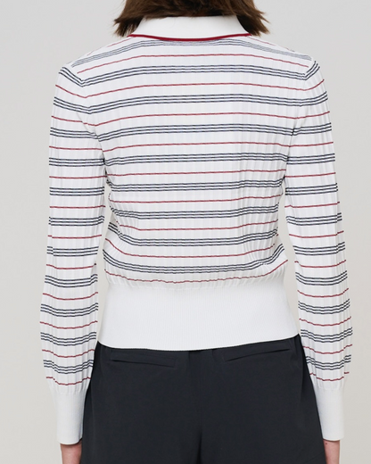 Selma Stripe Polo - White Plaid