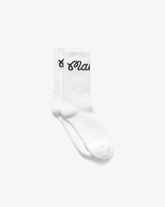 Bon Script Socks - White