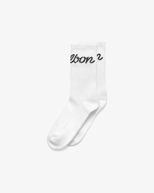 Bon Script Socks - White