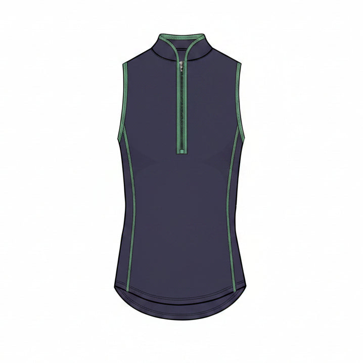 Sleeveless Vesta Mock Neck Top - Maltese Blue / Ivy