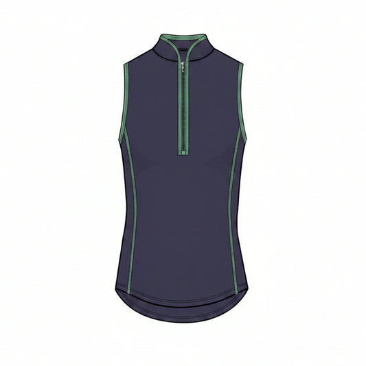 Sleeveless Vesta Mock Neck Top - Maltese Blue / Ivy