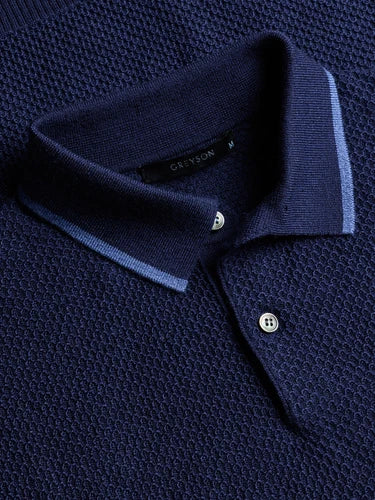 Seneca Sweater Polo - Maltese Blue