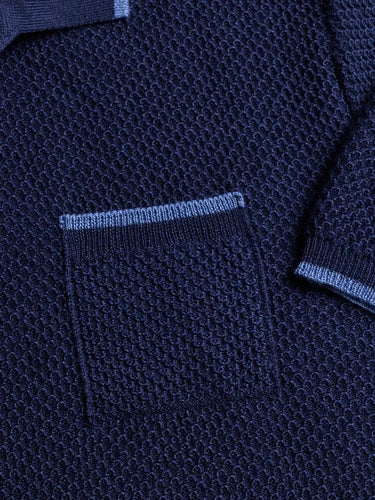 Seneca Sweater Polo - Maltese Blue