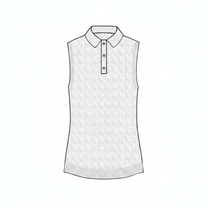 Pointelle Sleeveless Polo - Arctic