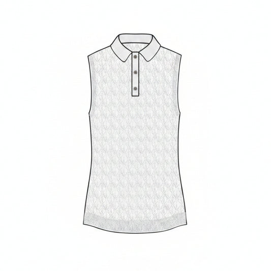 Pointelle Sleeveless Polo - Arctic