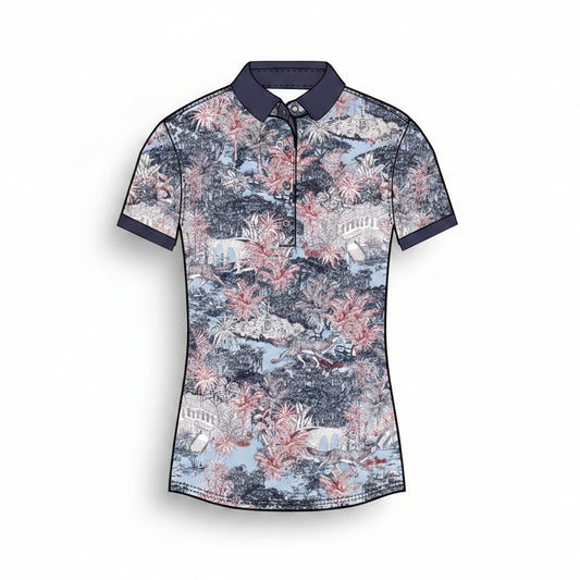 Savannah Nights Scarlett Polo W/ Crowley Collar And Cuffs - Maltese Blue