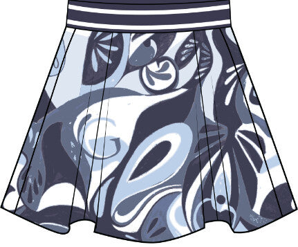 Cosmic Phoenix Flare Skirt - Maltese Blue